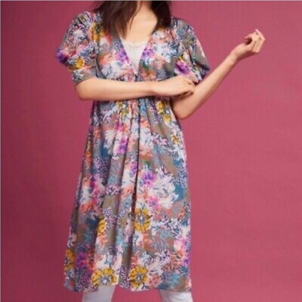 Anthropologie Akemi + Kin Valencia multicolor floral button front midi dress XS